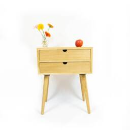 Solid Oak Nightstand/Bedside Table - Two Drawers - thumbnail 3