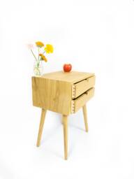 Solid Oak Nightstand/Bedside Table - Two Drawers - thumbnail 1
