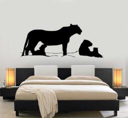 Wall Vinyl Decal Cheetah Leopard Family Baby Jungle Africa Nature Mural Art 1470Dz - thumbnail 1