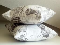 French Script Pillow Covers White Linen, Set Of 2 16x16 Inches Or 40x40 cm - thumbnail 1