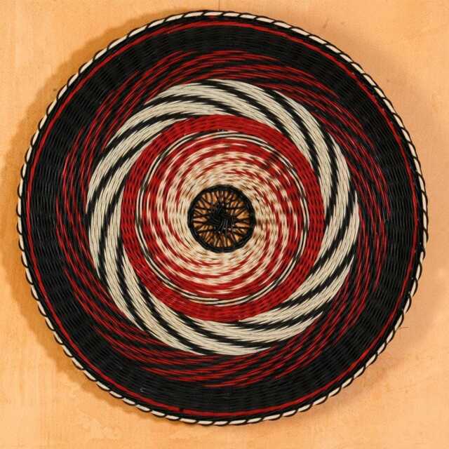Handwoven Mandala Wall Art 21 Inch Black Red White Natural Eco-Friendly Art Decor - image 1