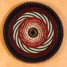 Handwoven Mandala Wall Art 21 Inch Black Red White Natural Eco-Friendly Art Decor - thumbnail 1