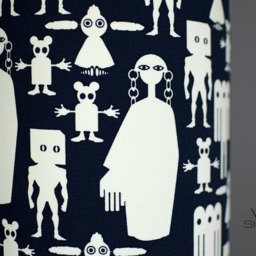 Tall Lampshade Monochrome Figures Funky Fabric, Retro Cool Stylish Scandi Halloween Pattern, Handmade By Vivid Shades - thumbnail 3