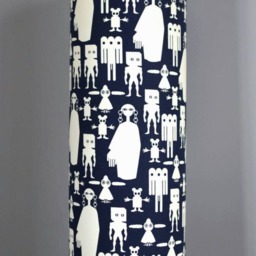 Tall Lampshade Monochrome Figures Funky Fabric, Retro Cool Stylish Scandi Halloween Pattern, Handmade By Vivid Shades - thumbnail 2