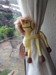 Crochet Horse Curtain Tie Back, Nursery Decor