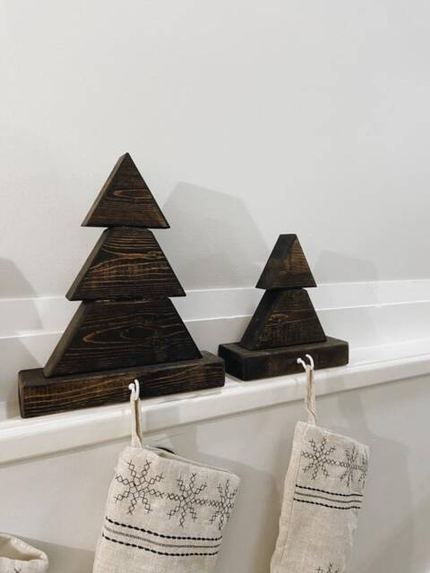 Dark Walnut Rustic Stocking Holder - Home Decor Christmas Tree For Your Mantle - image 1