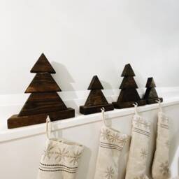 Dark Walnut Rustic Stocking Holder - Home Decor Christmas Tree For Your Mantle - thumbnail 2