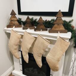 Dark Walnut Rustic Stocking Holder - Home Decor Christmas Tree For Your Mantle - thumbnail 4