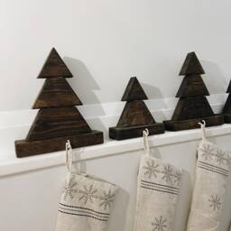 Dark Walnut Rustic Stocking Holder - Home Decor Christmas Tree For Your Mantle - thumbnail 3