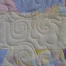 "Handmade Crazy Patch Throw Quilt Large Block Soft Colors - 52"" X 65" - thumbnail 3
