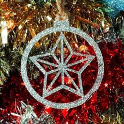 Glitter Star Bauble Christmas Tree Decoration - Beautiful Xmas Ornament in Oak, Walnut Cherry Wood Or Silver, Gold, Red, Green