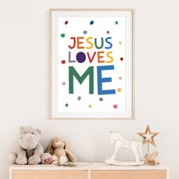 Jesus Loves Me Print, Christian Wall Art, Nursery Prints, Bible Verse Kids Room, Scripture Prints - thumbnail 2