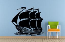 Sail Boat Old Ship Yat Liner Ocean Sea Lake River Transport Wall Decal Vinyl Sticker Mural Room Decor L1689 - thumbnail 1