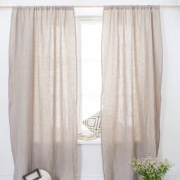 Natural Linen Curtains - Set Of 2 Rod Pocket Drapes For Living Room & Bedroom Large Custom Semi Sheer Draperies - thumbnail 3