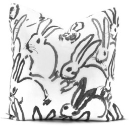 Lee Jofa Groundworks Hutch Pillow Cover, Black Bunny Pillow, Made To Order, Hunt Slonem Charcoal & White Pillow - thumbnail 2