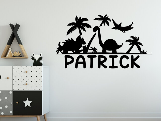 40% Off Dinosaur Nursery Wall Decal - Baby Name Nature Decor Boy Custom Theme R158 - image 1
