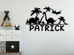 40% Off Dinosaur Nursery Wall Decal - Baby Name Nature Decor Boy Custom Theme R158 - thumbnail 1