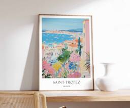 French Riviera Print, Poster, Mediterranean European Travel Art, Decor - thumbnail 1