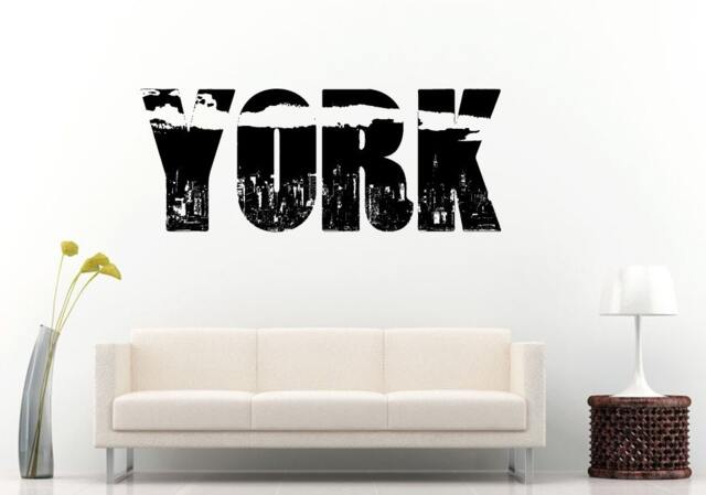 New York City Town The Big Apple Skyline Buildings Inside Word Wall Decal Vinyl Sticker Mural Room Decor L1088 - image 1