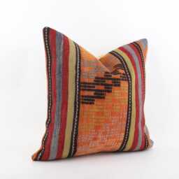 Vintage Turkish Kilim Pillow Cover 20''x20'' Anatolian Wool Cushion - thumbnail 2