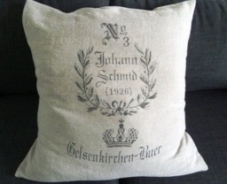 Natural Linen Cushion Cover With Vintage Grain Sack Print Large Model - thumbnail 1