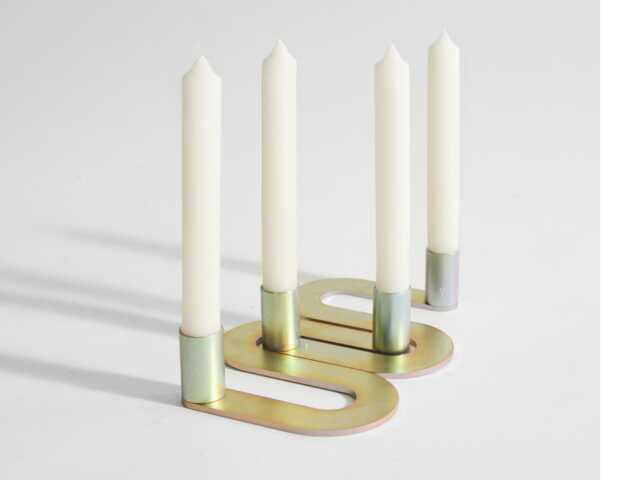 Rowley Gold Metal Candlestick Holder - Brutal Modern Industrial Style - image 1