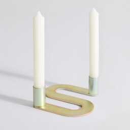 Rowley Gold Metal Candlestick Holder - Brutal Modern Industrial Style - thumbnail 2