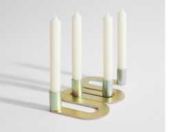 Rowley Gold Metal Candlestick Holder - Brutal Modern Industrial Style - thumbnail 1