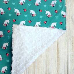 Unicorn Baby Blanket - Minky & Jersey Knit, Shower Gift - thumbnail 3