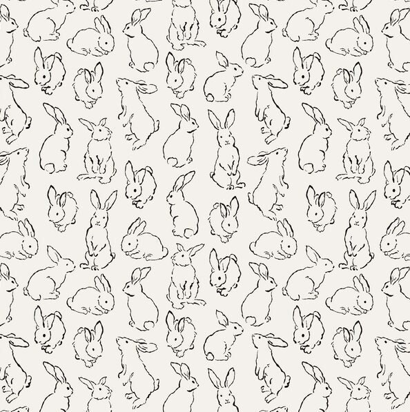 Bunny Crib Sheet Charcoal Rabbit Print, Mini/standard Fitted Sheet - image 1