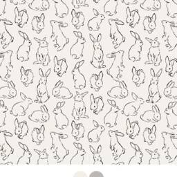 Bunny Crib Sheet Charcoal Rabbit Print, Mini/standard Fitted Sheet - thumbnail 2