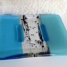 Light Turquoise Fused Glass Soap Dish By Bprdesigns - thumbnail 2