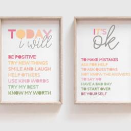 Set Of 2, Its Ok Not To Be Print, Affirmation, Boys Bedroom Wall Art, Home School Poster, Educational, Playroom Prints, Girls - thumbnail 3