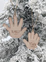 Your Child's Handprint Ornament, Christmas Keepsake, Kid's Handwriting, Hand Drawing, Personalized Name, Grandparents Gift, Wood Engraved - thumbnail 1