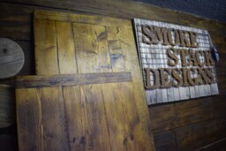Reclaimed Scaffold Board Desk Top, Bread Ends, 4 Boards - 85cm Wide - thumbnail 1