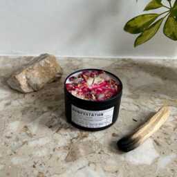 Manifestation - Rose Quartz Soy Candle - Handmade Law Of Attraction For Manifesting Wishes, Love, Abundance & Spiritual Gifts - thumbnail 2