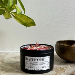 Manifestation - Rose Quartz Soy Candle - Handmade Law Of Attraction For Manifesting Wishes, Love, Abundance & Spiritual Gifts - thumbnail 3