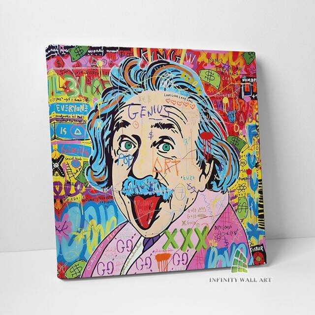 Graffiti Genius Einstein Canvas Art Wall Print Picture Banksy Style Framed Home Decor -D634 - image 1