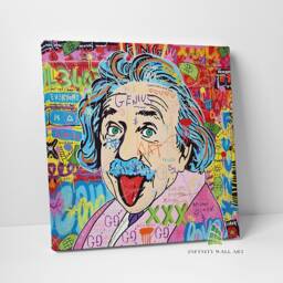 Graffiti Genius Einstein Canvas Art Wall Print Picture Banksy Style Framed Home Decor -D634 - thumbnail 1