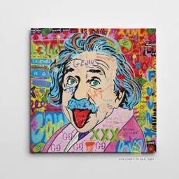 Graffiti Genius Einstein Canvas Art Wall Print Picture Banksy Style Framed Home Decor -D634 - thumbnail 2