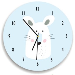 Mouse Wall Clock, Children Room Decor Wall Clock For Kids Bedroom, Powder Blue Clock , & White - thumbnail 1