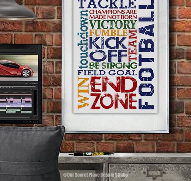 Kids Football Print Boys Room Wall Art Sports Decor For Teen - image 1