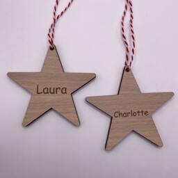 Personalised Engraved Wooden Full Star Christmas Decoration - thumbnail 3