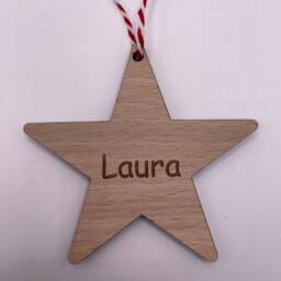 Personalised Engraved Wooden Full Star Christmas Decoration - thumbnail 2