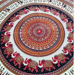 Black Elephant Print Queen Bedding Set, Indian Cotton Bedspread - thumbnail 3
