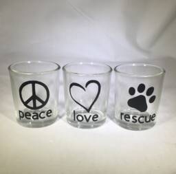Peace Love Rescue Votive Candle Holders - Set Of 3 - thumbnail 1