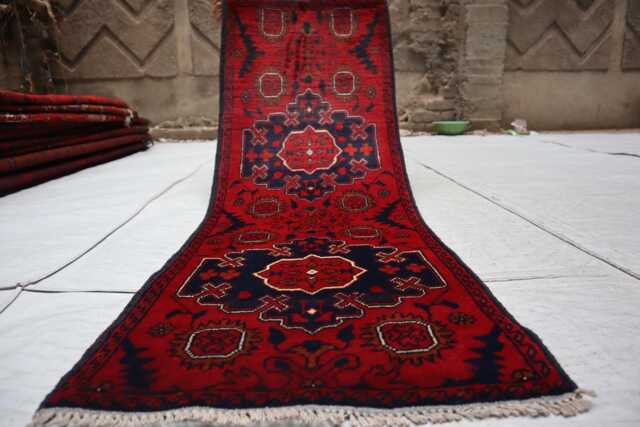 2x5 Red Afghan Small Outdoor Rug, Turkmen Oriental Geometric Khal Mohammedi Bukhara Handmade Livingroom D??cor Office Carpet - image 1