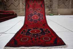 2x5 Red Afghan Small Outdoor Rug, Turkmen Oriental Geometric Khal Mohammedi Bukhara Handmade Livingroom D??cor Office Carpet