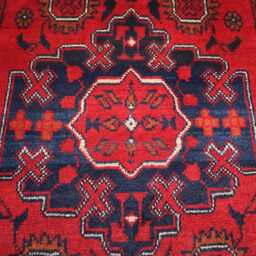 2x5 Red Afghan Small Outdoor Rug, Turkmen Oriental Geometric Khal Mohammedi Bukhara Handmade Livingroom D??cor Office Carpet - thumbnail 3