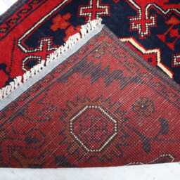2x5 Red Afghan Small Outdoor Rug, Turkmen Oriental Geometric Khal Mohammedi Bukhara Handmade Livingroom D??cor Office Carpet - thumbnail 4